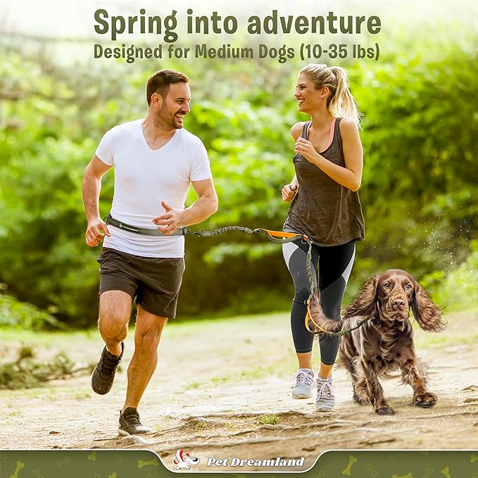 Exquisite Hands-Free Leash for Medium Dogs: Ultimate Comfort & Freedom for Running, Walking, Hiking. Premium Quality, Durable & Versatile Waist Dog Leash Belt. Your Dog Will Love It