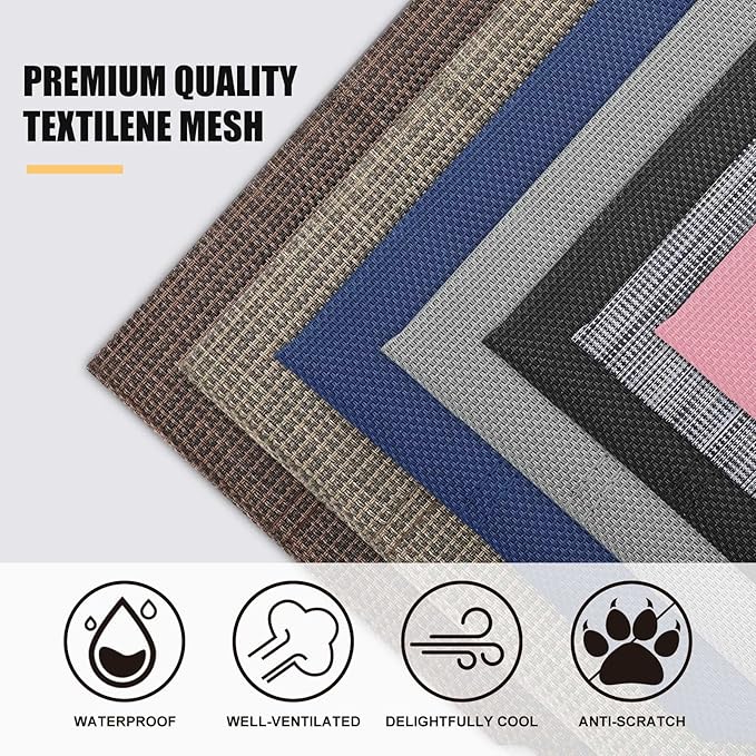 Veehoo Chew Proof Elevated Dog Bed - Cooling Raised Pet Cot - Rustless Aluminum Frame and Durable Textilene Mesh, Unique Designed No-Slip Feet for Indoor or Outdoor Use, Beige Coffee, Medium