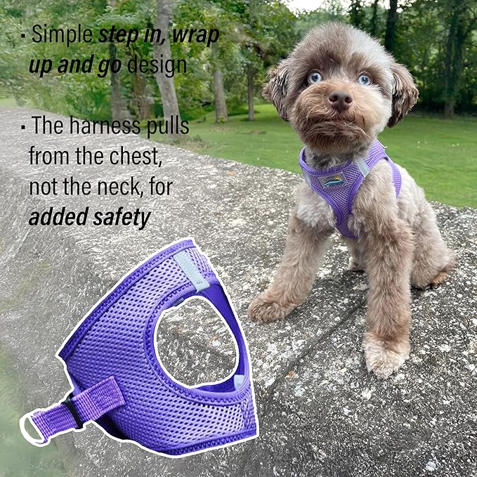 Doggie Design Dog Harness - No Choke Dog Harness, Dog Vest, Mesh Polyester, Pet Harness, Simple Step in and Go Design - Paisley Purple - M