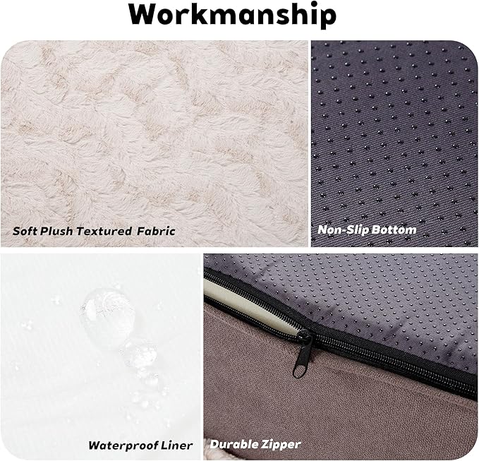 Giant Memory Foam Human Dog Bed for Adults People Fits Pet Families Extra Large Orthopedic Dog Beds with Sides, Washable Bolster Pet Bed Couch with Removable Cover, 70x50x13 Inch, Khaki