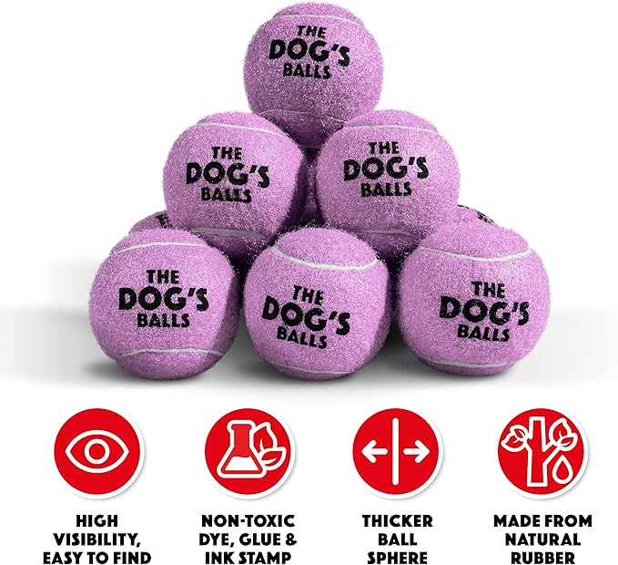 The Dog's Balls, Dog Tennis Ball, Lilac 12-Pack, Strong Toy for Agility Training, Puppy Training, Play, Exercise & Fetch, 2.5 Inch Diameter