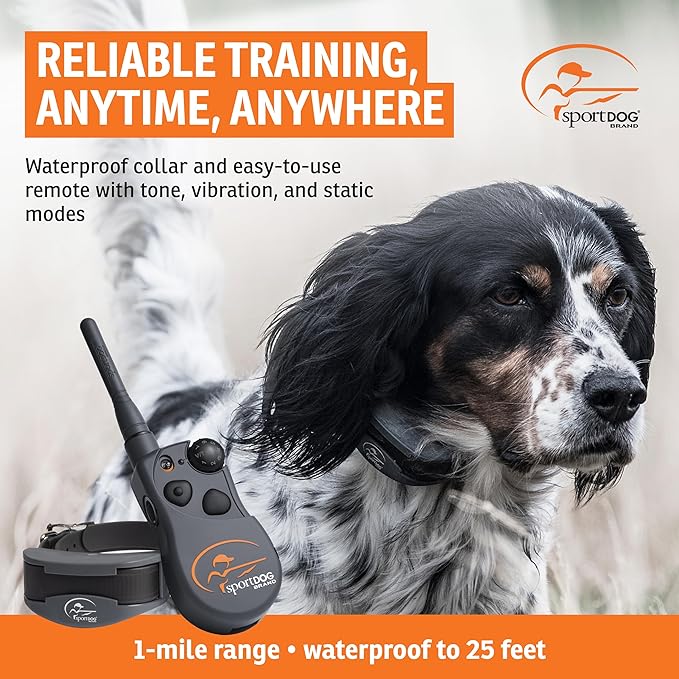 SportDOG SportHunter 1825X Remote Trainer - Long-Range Signal Unit - Quick-Charge Collar - Adjustable Training Collar - Waterproof Dog Training Gear - 1-Mile Range - Black