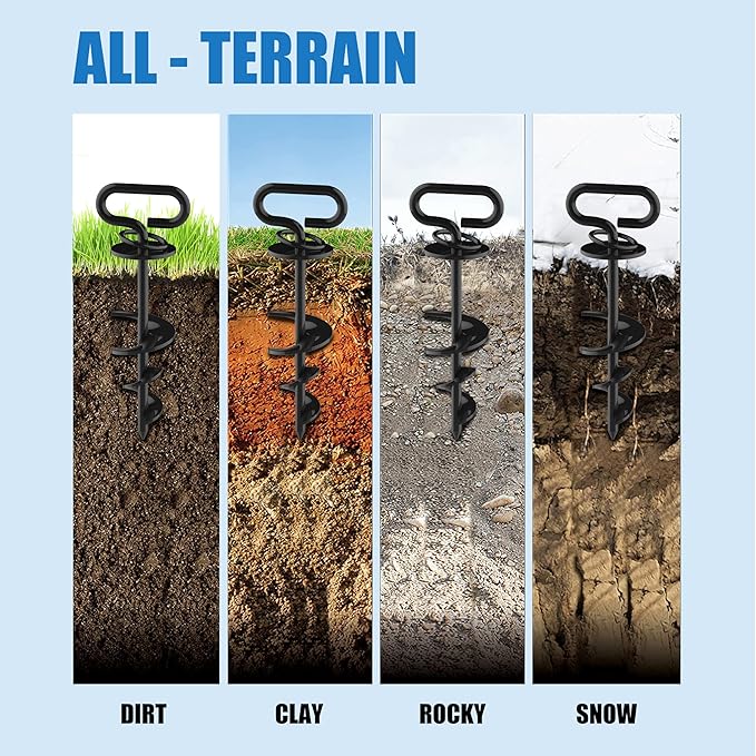 Eurmax USA Heavy-Duty Dog Tie Out Stakes Easy Installation Yard Dog Leash Anchor Dog Stake for Outside Portable Camping Dog Ground Anchor Dog Anchor for Large Dogs,Trampoline,1-Pack(Black)