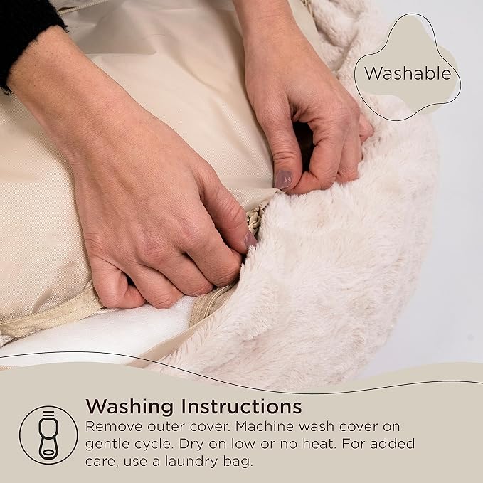 Best Friends by Sheri The Original Calming Donut Dog Bed – Washable Plush Pet Bed for Medium Breeds up to 45 lbs, Lux Faux Fur, Oyster, Medium (30" x 30")