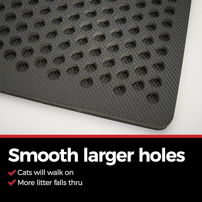 iPrimio Jumbo Cat Kitty Litter Box Trapper Mat 29x27 - Kitty Litter Mat - Mat Rug Traps and Catches Litter Through Large Holes, Multi-Layer Bottom Repels Urine, Perfect for Messy Cats