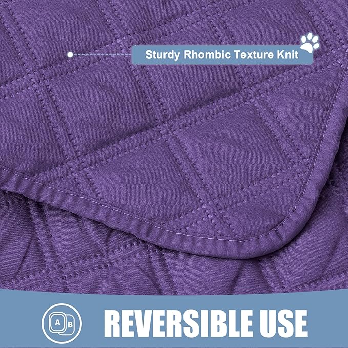 Smiry Waterproof Dog Bed Cover Pet Blanket, Soft Washable Dog Blanket for Furniture Bed Couch Sofa Reversible, Checkered (30"x70", Purple/Purple)