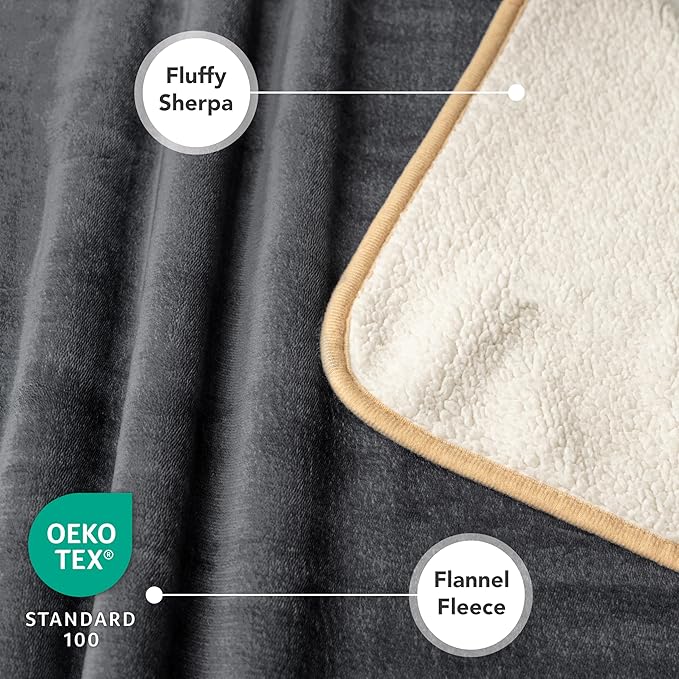 PetAmi Waterproof Dog Blanket for Medium Large Dogs, Pee Proof Pet Blanket for Bed Couch, Reversible Water Proof Blanket for Puppy Indoor Cat, Soft Dog Pee Crate Cover Washable, 60x80 Gray/Beige.