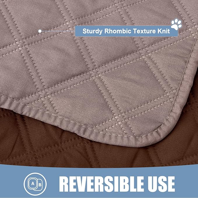 Smiry Waterproof Dog Bed Cover Pet Blanket, Soft Washable Dog Blanket for Furniture Bed Couch Sofa Reversible, Checkered (52"x82", Greyish Brown/Brown)