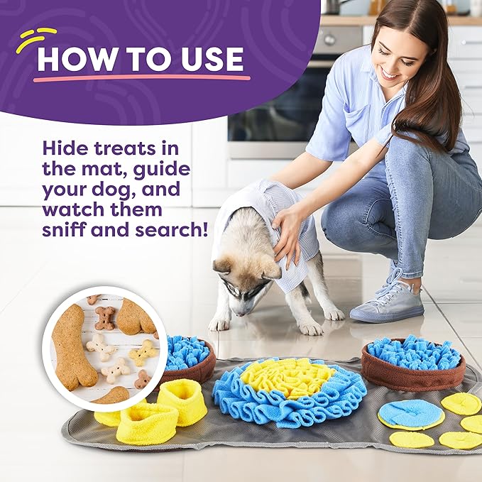 Hertzko Snuffle Mat for Dogs & Cats – Includes Lick Mat & Spatula – Dog Snuffle Toy, Puppy Enrichment Mat, Slow Feeder, Treat Dispenser, Boredom Relief, Pet Anxiety Aid