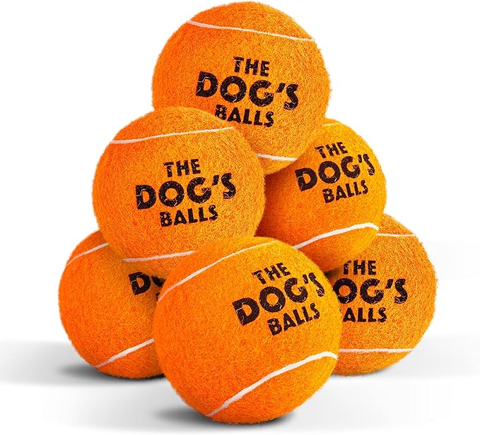 The Little Dog's Balls, Dog Tennis Balls, Orange 6-Pack, Strong Toy for Agility Training, Puppy Training, Play, Exercise & Fetch, 1.9 Inches Diameter