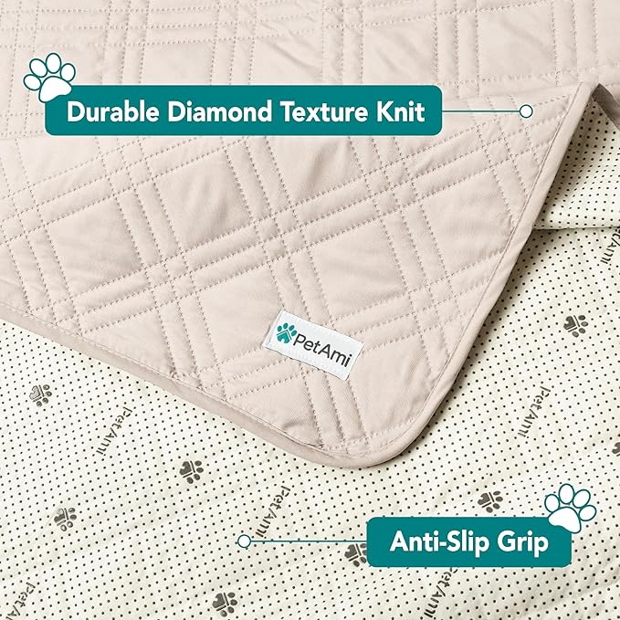 PetAmi Waterproof Couch Cover for Dogs, Reversible Furniture Cover Sofa Protector for Pet Cat Bed, Washable Blanket Dog Cover for Couch Seat, 52x82 Beige