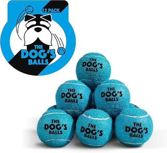 The Dog's Balls, Dog Tennis Ball, Blue 12-Pack, Strong Toy for Agility Training, Puppy Training, Play, Exercise & Fetch, 2.5 Inch Diameter