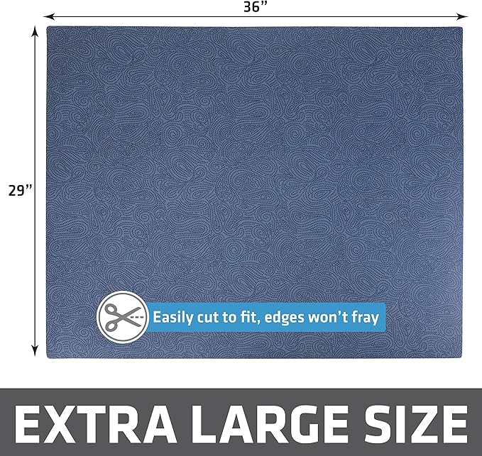 Drymate XL Original Cat Litter Mat, Contains Mess from Box, Protects Floors, Urine-Proof, Machine Washable, Soft on Kitty Paws, Absorbent, Waterproof (USA Made, Recycled Content)(29”x36”)(Blue Stucco)