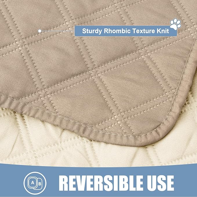 Smiry Waterproof Dog Bed Cover Pet Blanket, Soft Washable Dog Blanket for Furniture Bed Couch Sofa Reversible, Checkered (68"x82", Taupe/Beige)