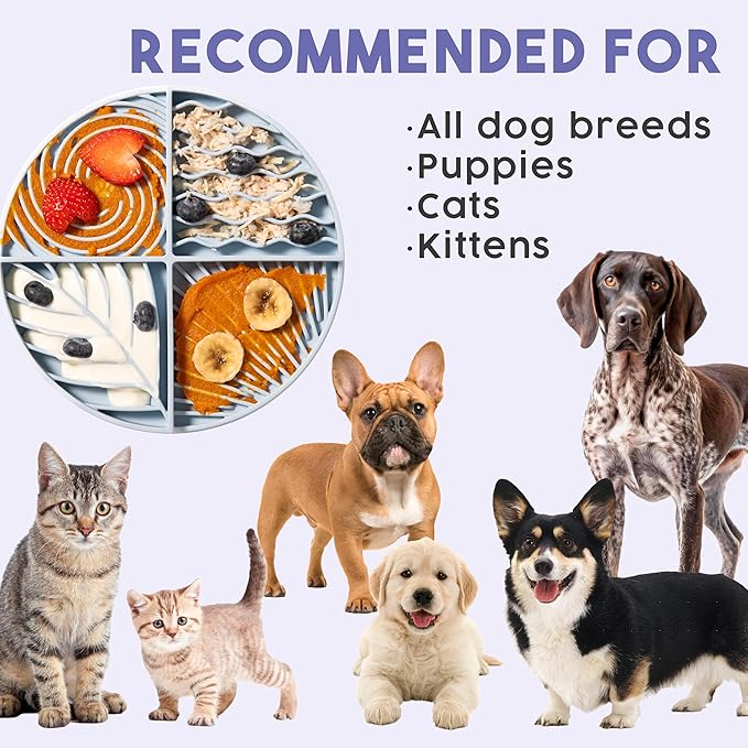 Awoo Paradise - Silicone Dog & Cat Lick Mat and Slow Feeder with Suction Cups - Non-Slip, Dishwasher Safe Pet Dish - Extends Mealtime for Fast Eaters and Reduces Anxiety - For Wet & Dry Food (Fuschia)