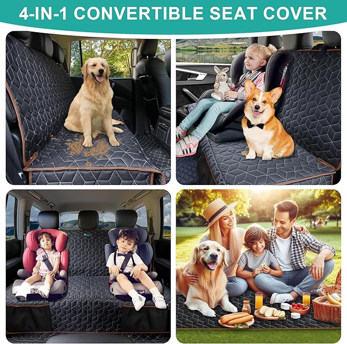 Bench Seat Covers for Trucks,Dog Car Seat Covers for Ford f150/Ram1500/Nissan Frontier/Toyota Tacoma/GMC Canyon,Nonslip Truck Seat Cover for Dogs (Brown)