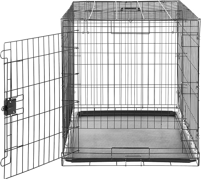 Amazon Basics - Durable, Foldable Metal Wire Dog Crate with Tray, Single Door, 42 x 28 x 30 in, Black