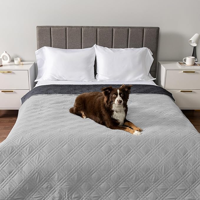 PetAmi Waterproof Bed Cover for Dogs, Pet Blanket Couch Cover, Reversible Furniture Cover Sofa Protector for Pet Cat Bed, Washable Dog Blanket for Seat, 102x82 Light Gray