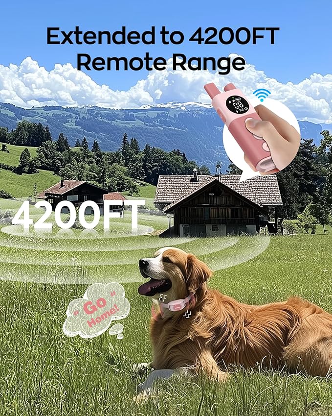 Jugbow Shock Collar for Dogs - 4200FT Remote Training Collar for 15-120lbs Small Medium Large Dog, LED Light & Waterproof Electric Collars with 3 Training Mode for All Breeds (Pink)