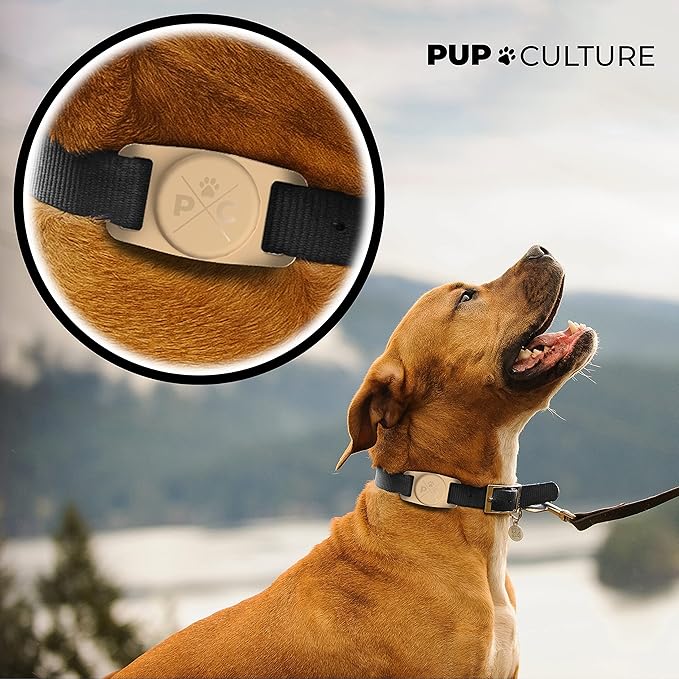Pup Culture AirTag Dog Collar | Durable & Protective Dog AirTag Holder - Track Your Pet Using Apple AirTag Technology - Dog Collar AirTag Holder -for Dogs and Cats