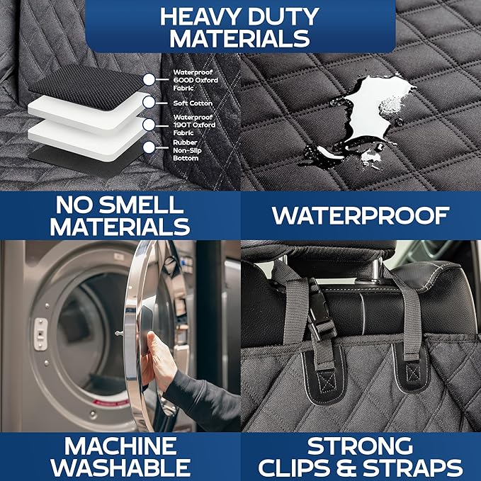 XL Floor Cover with Door Protection and Tactical MOLLE System - As Seen on Shark Tank - Fits Full-Size Crew Cab Trucks with Fold Up Seats, Waterproof & Machine Washable – XL Dog Hammock for Truck