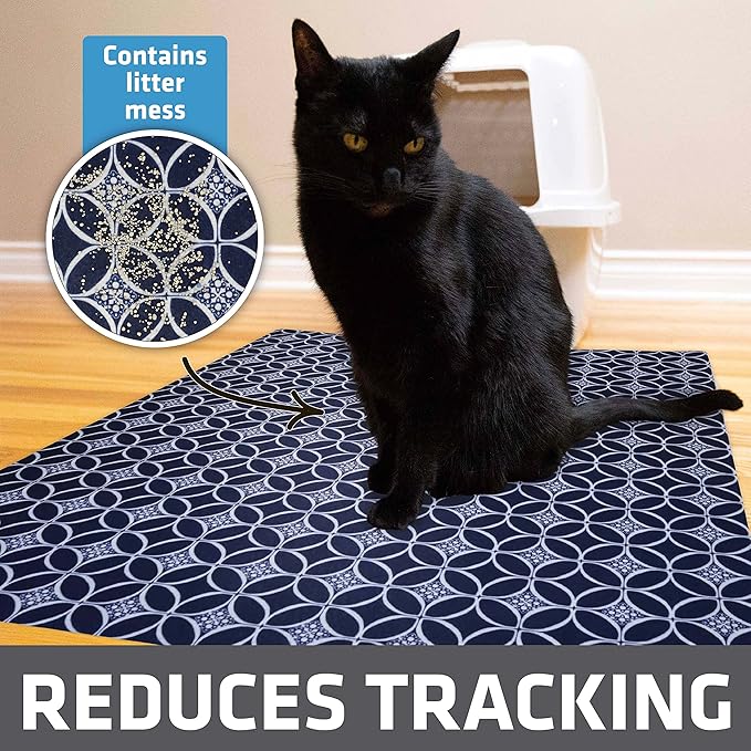 Drymate XL Original Cat Litter Mat, Contains Mess from Box, Protects Floors, Urine-Proof, Machine Washable, Soft on Kitty Paws, Absorbent, Waterproof (USA Made, Recycled Content)(29”x36”)(Indigo Blue)