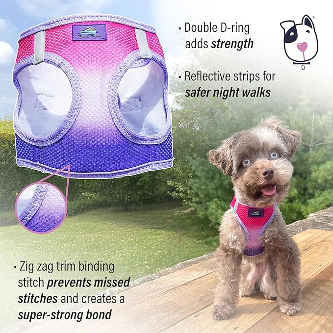 Doggie Design Dog Harness - No Choke Dog Harness, Dog Vest, Mesh Polyester, Pet Harness, Simple Step in and Go Design, Harness for Dog - Raspberry Sundae, M