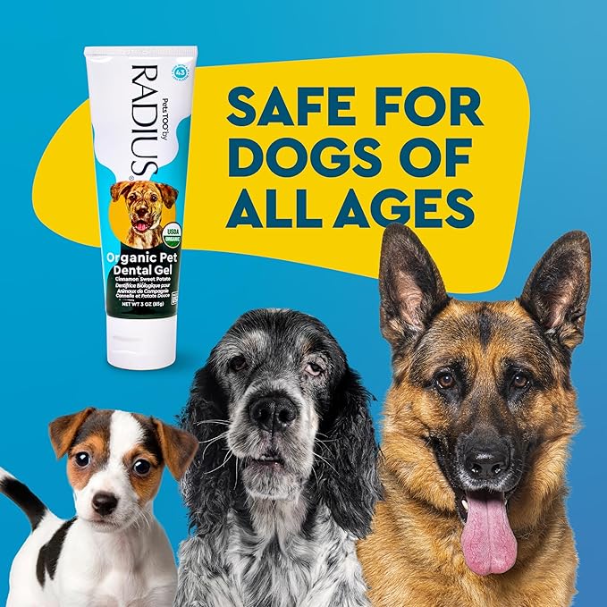RADIUS USDA Organic Canine Pet Toothpaste 1 Unit, 3 oz, Non Toxic Toothpaste for Dogs, Designed to Clean Teeth and Help Prevent Tartar and Remove Plaque, Xylitol Free