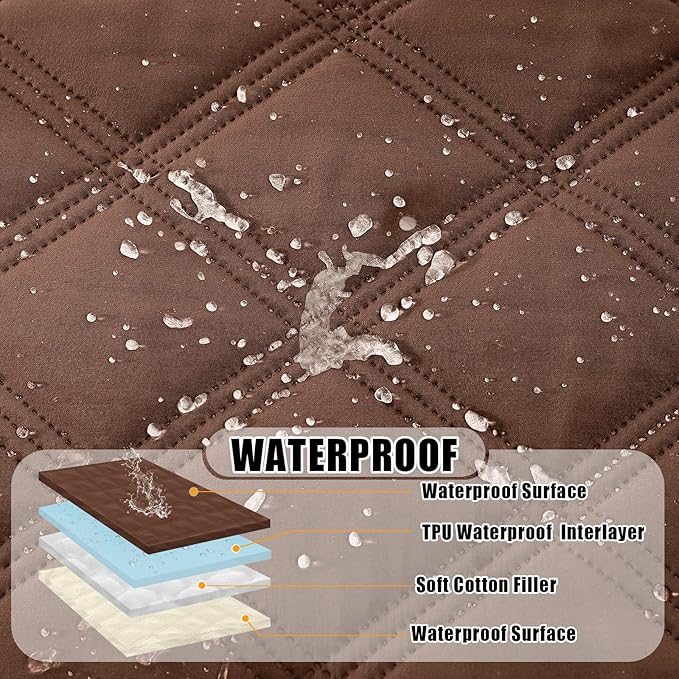 Smiry Waterproof Dog Bed Cover Blanket 40x70, Soft Reversible Pet Blanket, Washable Leakproof Cats Dogs Couch Cover for Sofa, Couch, Furniture, Lattice, Brown/Beige