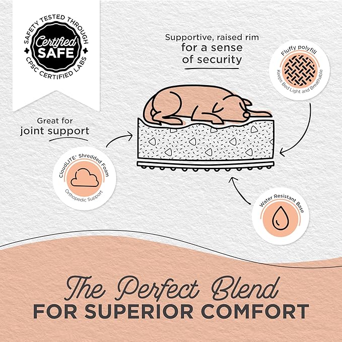 Best Friends by Sheri Soothe & Snooze Lounge Lux Memory Foam Rectangular Dog Bed, Washable, Oyster, Large 36" x 27"