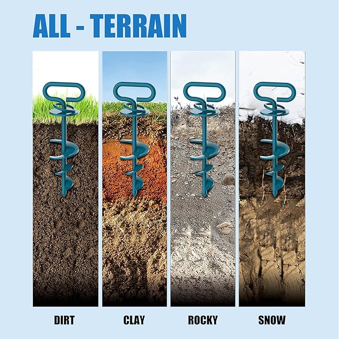 Eurmax USA Dog Tie Out Stake Triple Lock Heavy Duty Dog Anchor for Large Dogs Trampoline Stakes Dog for Yard and Outdoor Dog Runner Install & Travel Kit Included,1-Pack(Navy Blue)