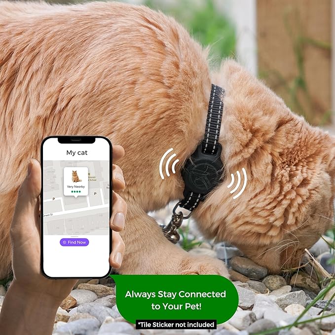 Tile Sticker Cat Collar Holder (2024): The Smallest, Lightest, and Most Comfortable Tracking Case for Cats - Track Your Pet with iPhone Samsung Android Device - Life360 for Boy Girl Kittens (Pink)