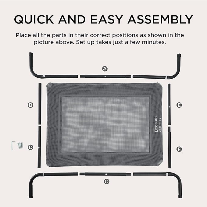 Bedsure Outdoor Elevated Dog Bed Large Sized Dog, Portable Indoor & Outdoor Cooling Raised Cot Pet Hammock Bed with Skid-Resistant Feet, Frame with Breathable Mesh, Green, 49 inches