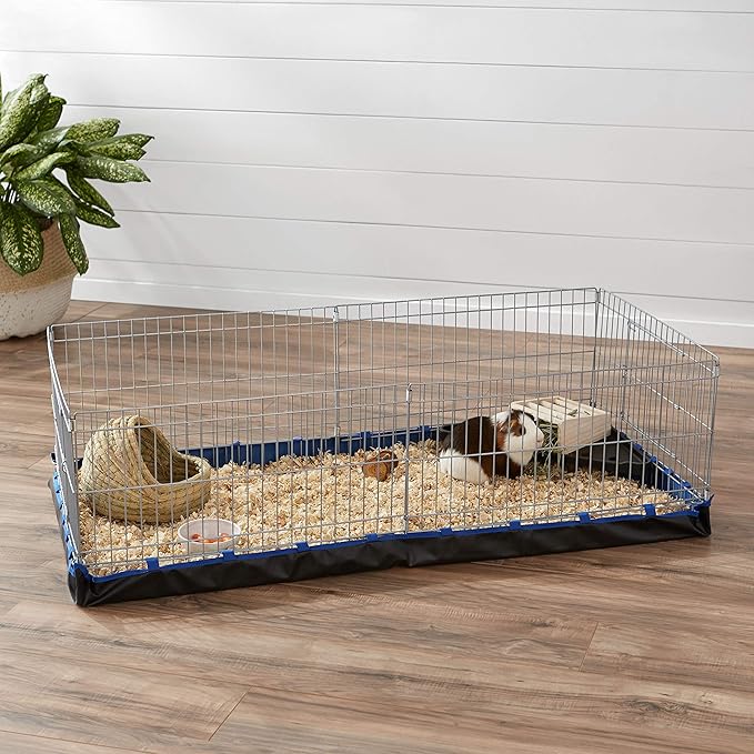 Amazon Basics - Comfortable Indoor-Outdoor Small Pet Guinea Pig Habitat Cage with Canvas Bottom, Blue, 46.65"L x 13.78"W x 23.62"H