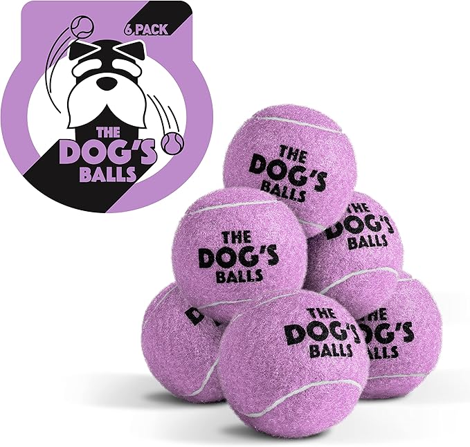 The Little Dog's Balls, Dog Tennis Balls, Lilac 6-Pack, Strong Toy for Agility Training, Puppy Training, Play, Exercise & Fetch, 1.9 Inches Diameter