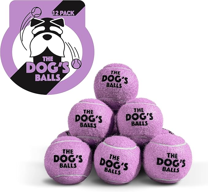 The Dog's Balls, Dog Tennis Ball, Lilac 12-Pack, Strong Toy for Agility Training, Puppy Training, Play, Exercise & Fetch, 2.5 Inch Diameter
