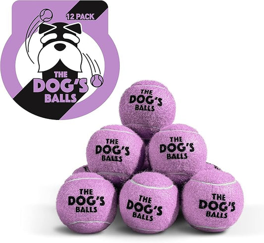 The Dog's Balls, Dog Tennis Ball, Lilac 12-Pack, Strong Toy for Agility Training, Puppy Training, Play, Exercise & Fetch, 2.5 Inch Diameter