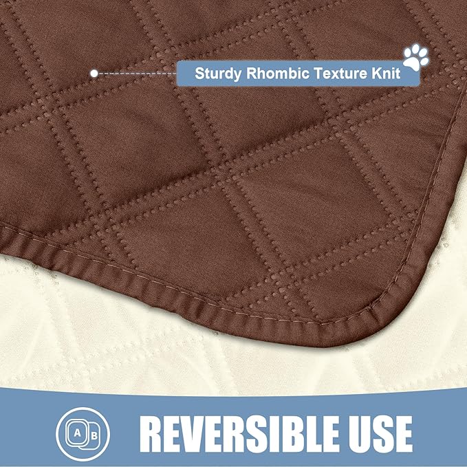 Smiry Waterproof Dog Bed Cover Pet Blanket, Soft Washable Dog Blanket for Furniture Bed Couch Sofa Reversible, Checkered (40"x70", Brown/Beige)