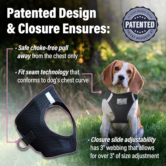 Doggie Design Dog Harness - No Choke Dog Harness, Dog Vest, Mesh Polyester, Pet Harness, Simple Step in and Go Design, Harness for Dog - Black, X-Large