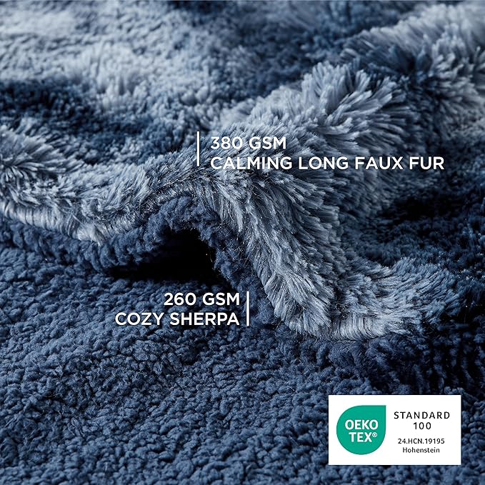 Bedsure Waterproof Dog Blankets for Medium Dogs - Calming Cat Blanket for Couch Protector Washable, Long Faux Fur Pet Throw Blanket for Puppy, Reversible Furniture Protection, 30"x40", Tie-dye Navy