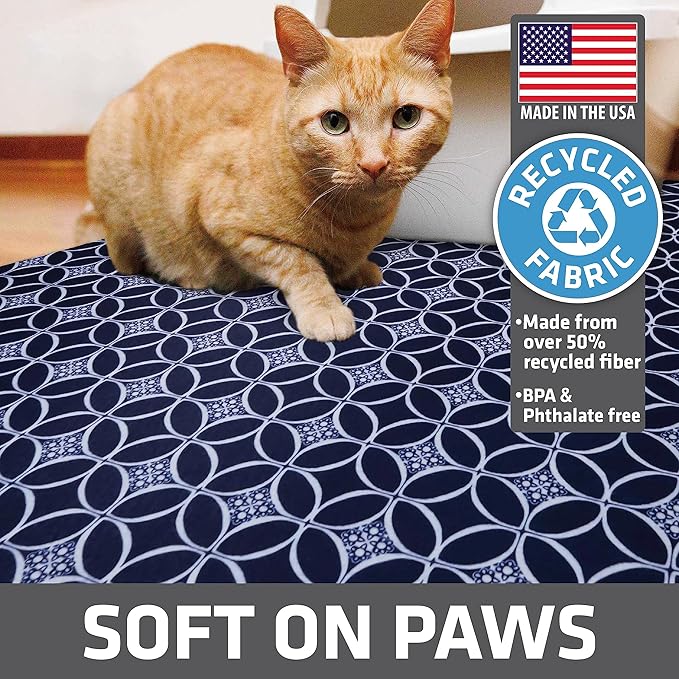 Drymate XL Original Cat Litter Mat, Contains Mess from Box, Protects Floors, Urine-Proof, Machine Washable, Soft on Kitty Paws, Absorbent, Waterproof (USA Made, Recycled Content)(29”x36”)(Indigo Blue)