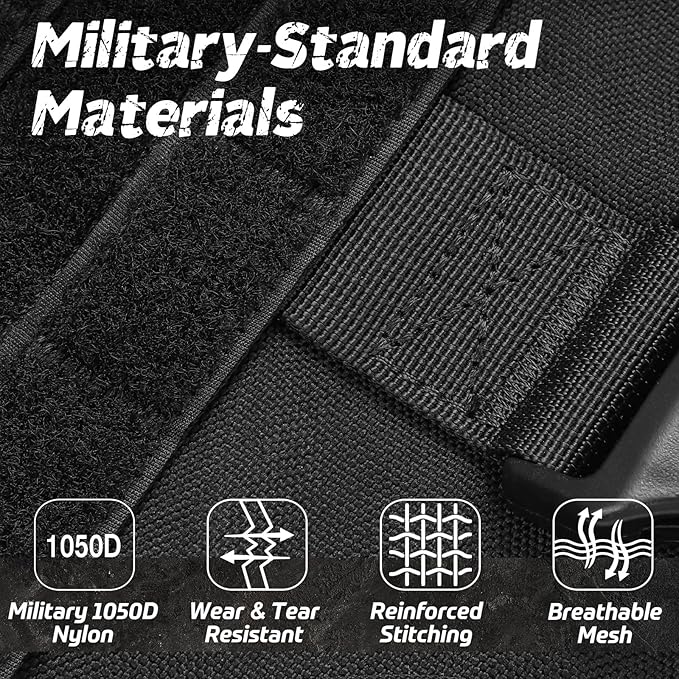 rabbitgoo Tactical Dog Harness for Small, Heavy Duty Pet Harness with Handle, No-Pull Service Vest Small Breed, Adjustable Military Dog Vest for Training Hunting Walking, Black, S