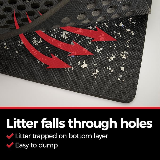 iPrimio Jumbo Cat Kitty Litter Box Trapper Mat 29x27 - Kitty Litter Mat - Mat Rug Traps and Catches Litter Through Large Holes, Multi-Layer Bottom Repels Urine, Perfect for Messy Cats