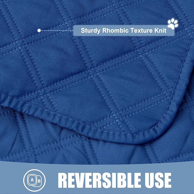 Smiry Waterproof Dog Bed Cover Pet Blanket, Soft Washable Dog Blanket for Furniture Bed Couch Sofa Reversible, Checkered (40"x90", Navy/Navy)