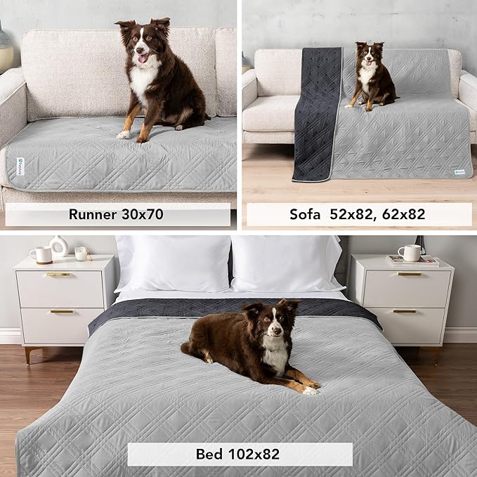 PetAmi Waterproof Bed Cover for Dogs, Pet Blanket Couch Cover, Reversible Furniture Cover Sofa Protector for Pet Cat Bed, Washable Dog Blanket for Seat, 102x82 Light Gray