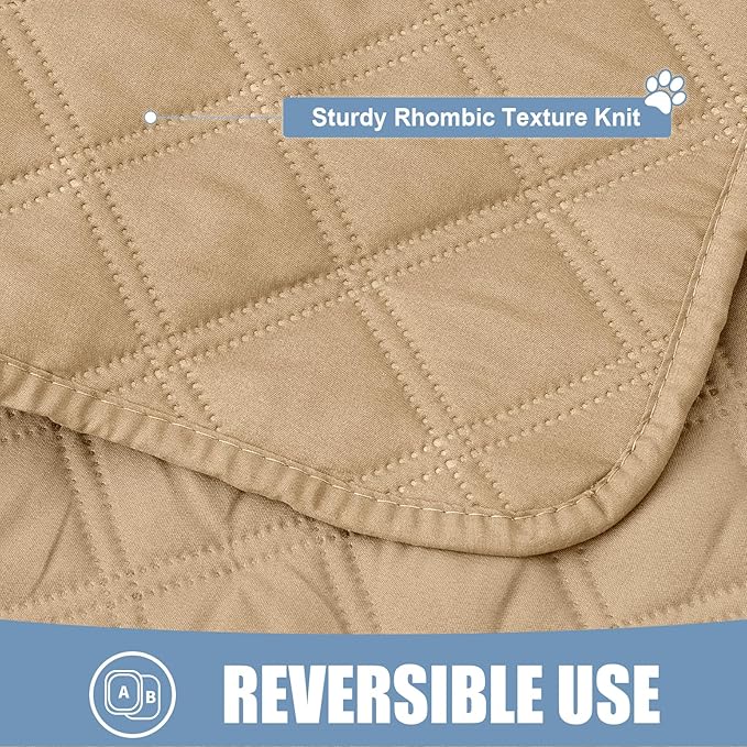 Smiry Waterproof Dog Bed Cover Pet Blanket, Soft Washable Dog Blanket for Furniture Bed Couch Sofa Reversible, Checkered (40"x50", Camel/Camel)