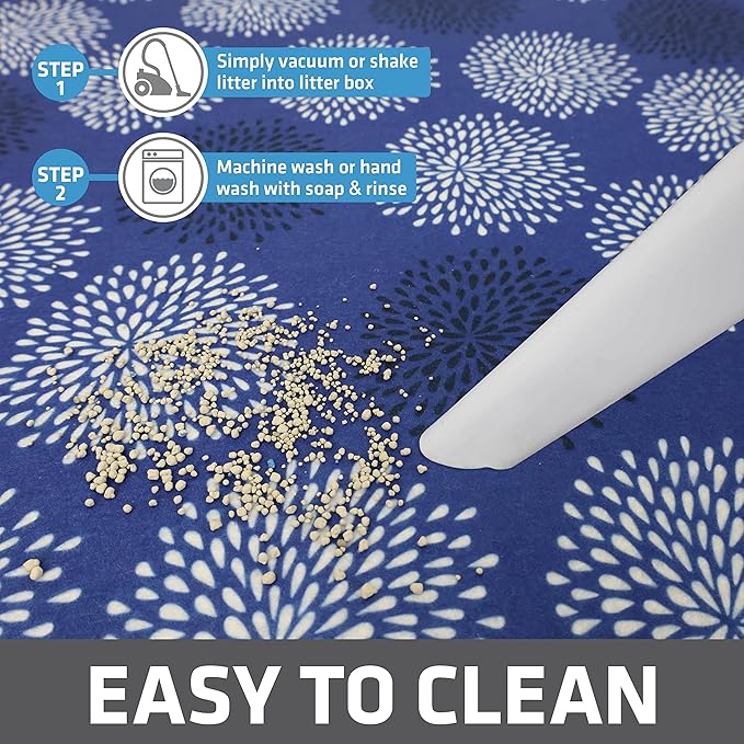 Drymate XL Original Cat Litter Mat, Contains Mess from Box, Protects Floors, Urine-Proof, Machine Washable, Soft on Kitty Paws, Absorbent, Waterproof (USA Made, Recycled Content) (29”x36”)(Good Blue)