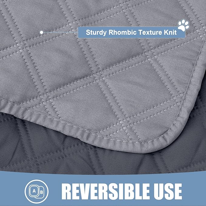 Smiry Waterproof Dog Bed Cover Pet Blanket, Soft Washable Dog Blanket for Furniture Bed Couch Sofa Reversible, Checkered (30"x53", Grey/Dark Grey)