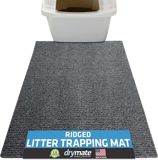 Drymate Cat Litter Trapping Mat, (Ridged Design), Traps Litter & Mess from Box, Soft on Kitty Paws, Absorbent, Waterproof, Urine-Proof, Machine Washable, Durable, (USA Made) (20" x 28")