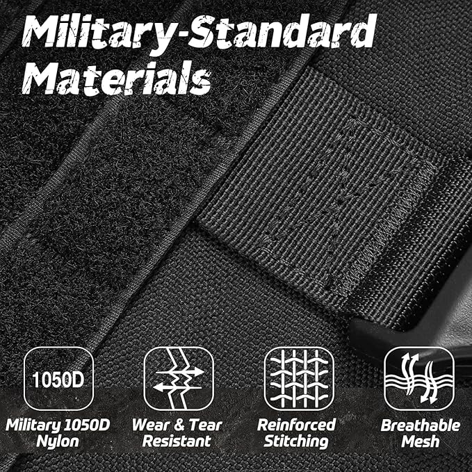 rabbitgoo Tactical Dog Harness for Large, Heavy Duty Pet Harness with Handle, No-Pull Service Vest Large Breed, Adjustable Military Dog Vest for Training Hunting Walking, Black, L